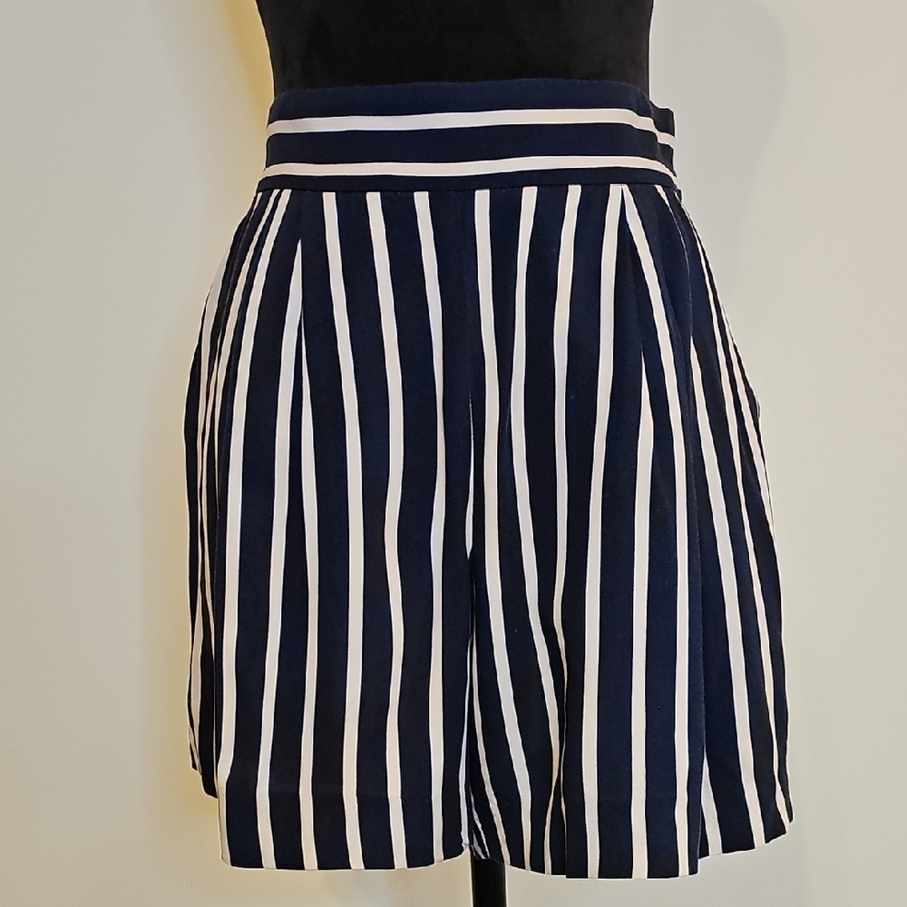H&M Dark Blue and White Striped Women's Shorts